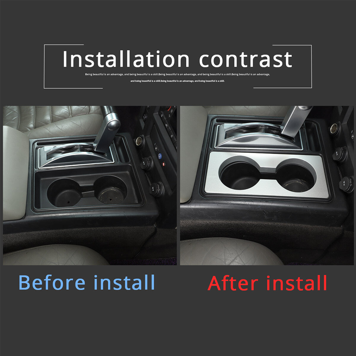 Aluminum-chrome steel billet cup holder insert panel bracket suitable for Hummer H2 2003-2007
