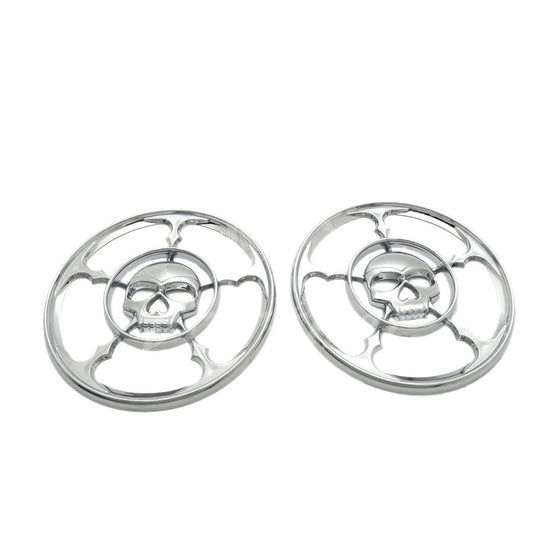 Chrome Skull Speaker Trim Grill Cover for Harley Touring Electra Street Glide Q