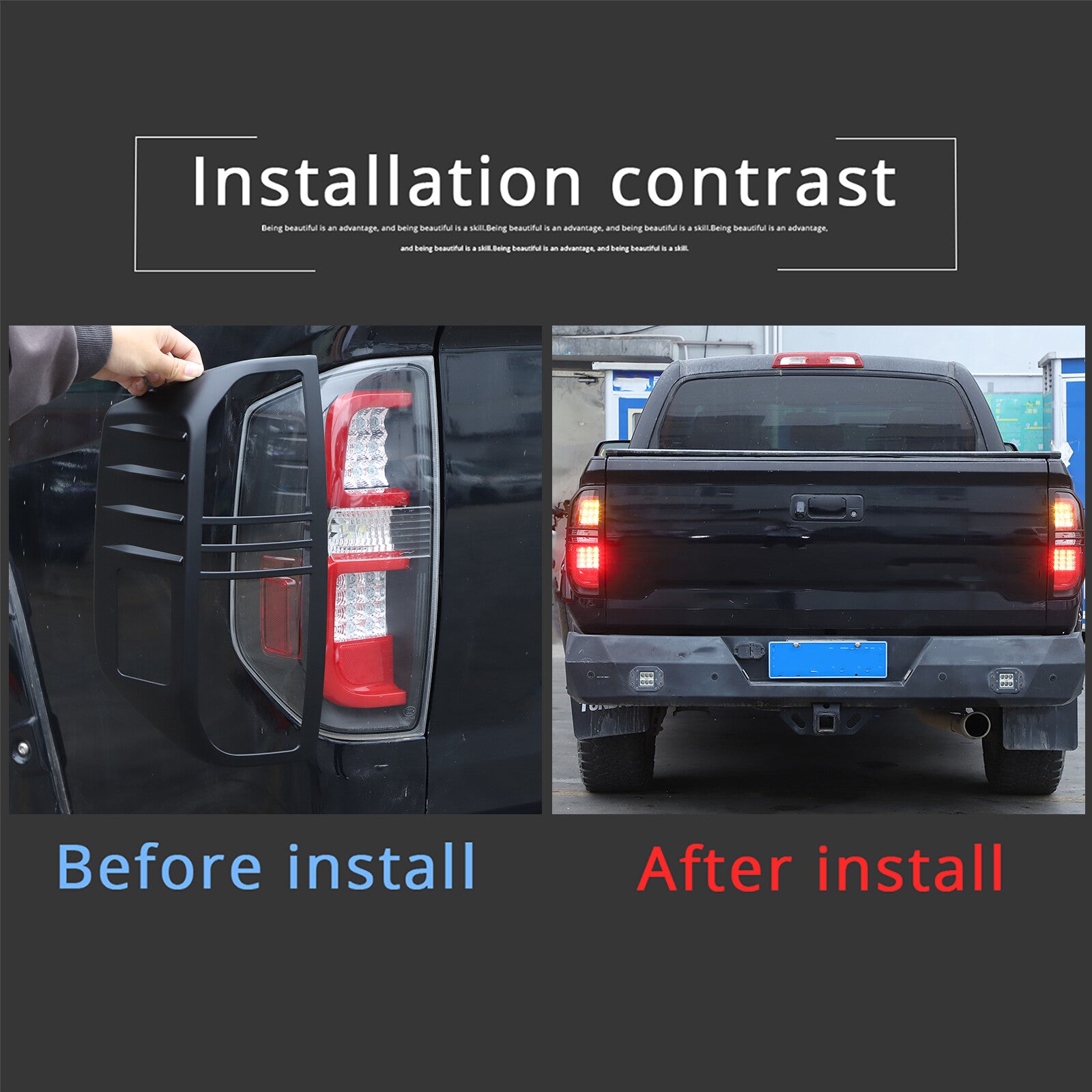 Matte black exterior taillight bezel and taillight cover for Tenderra 2014-21 n