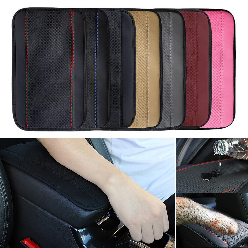 Universal Car Armrest Pad Cover PU Leather Center Console Box Cushion Protector Q