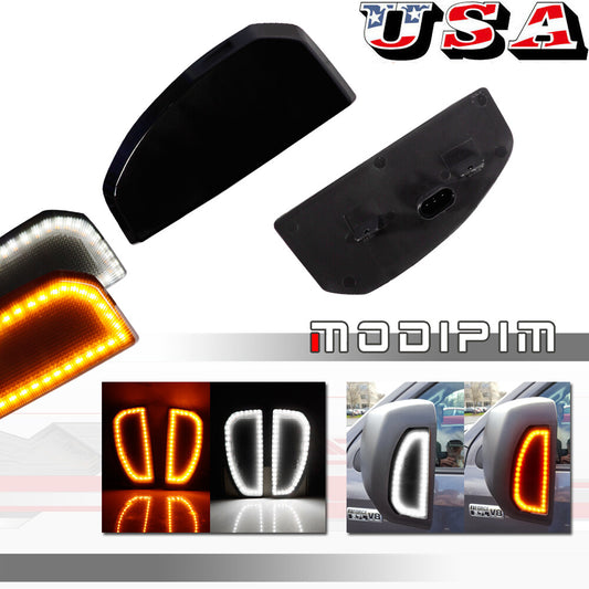 Smoked lens white/amber switch LED side mirror light suitable for 2007-2021 Tundra- v