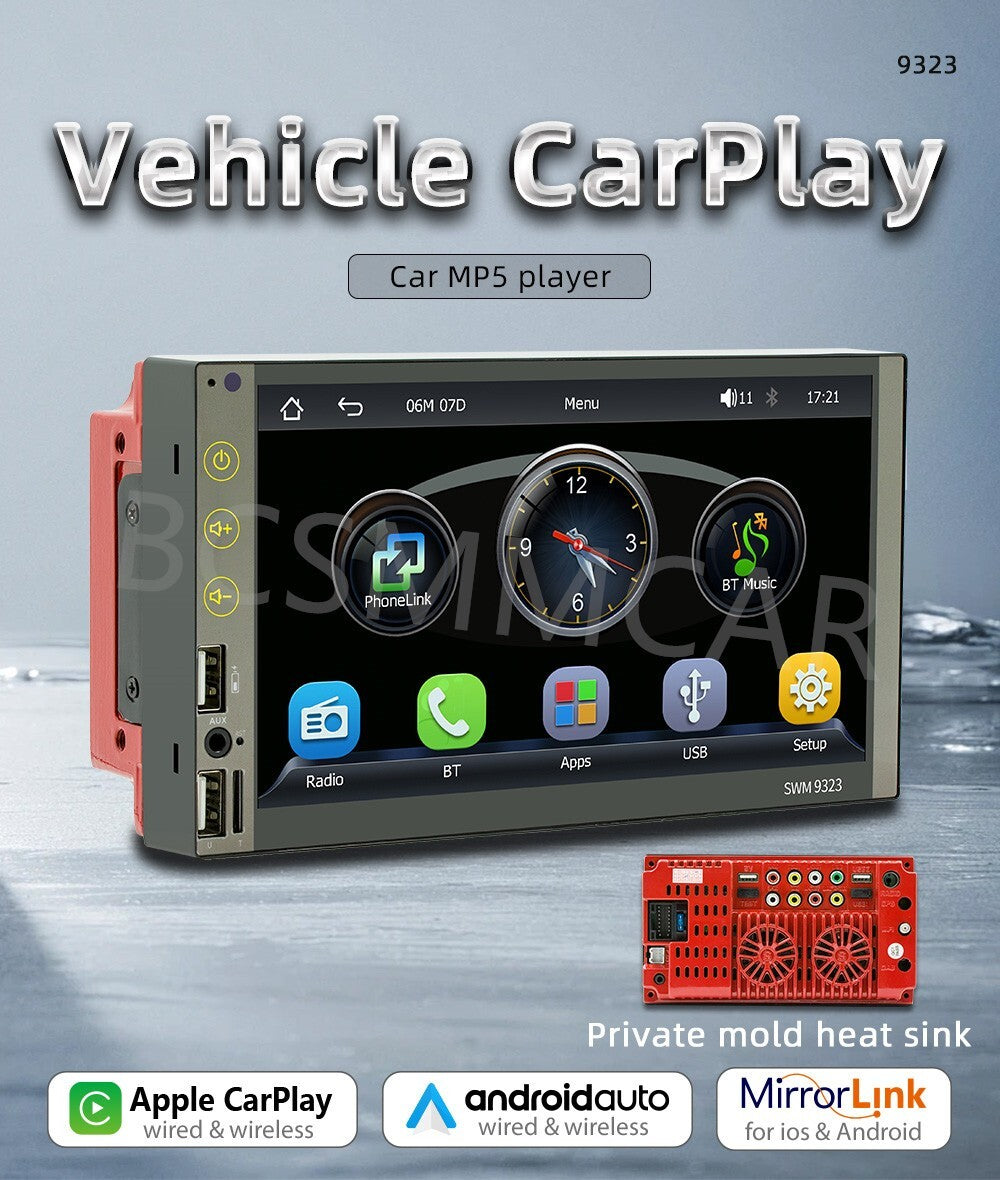 7in Car Stereo Radio For Apple Carplay Android Auto Player USB Multimedia Camera