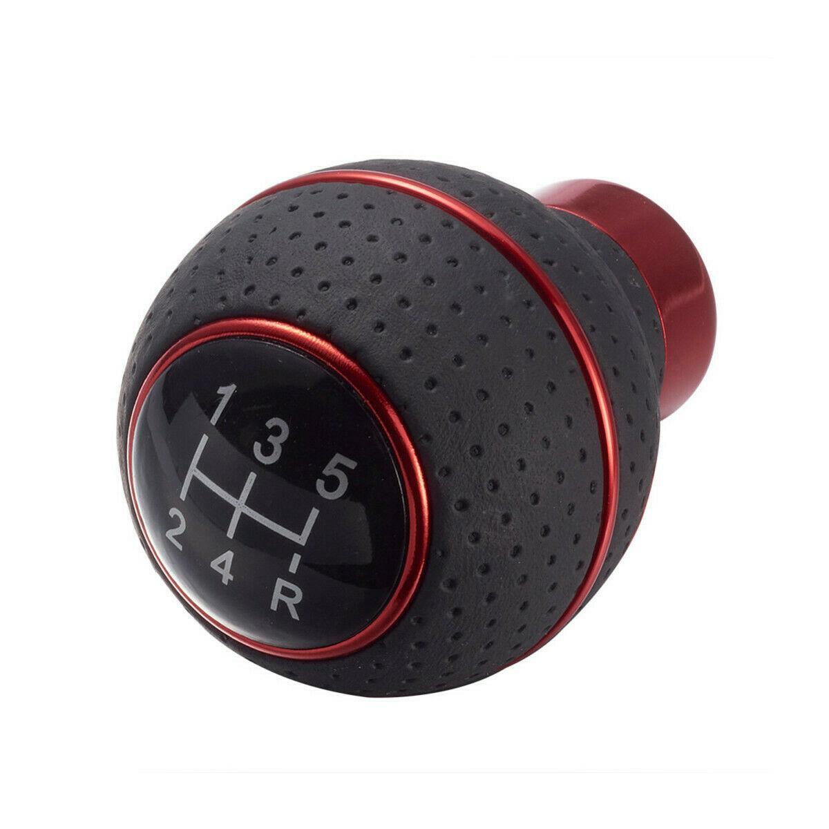5-speed manual car gear shift lever, gear lever head, PU leather, aluminum - n