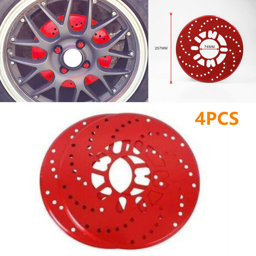 4-Piece Car SUV Wheel Brake Disc Cover Decorative Rotor Cross Drill Aluminum - n