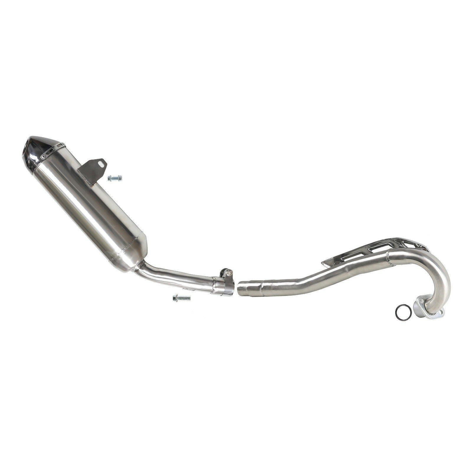 Motorcycle and off-road bicycle exhaust muffler pipes suitable for 150cc, 200cc, and 250cc vertical engines.
