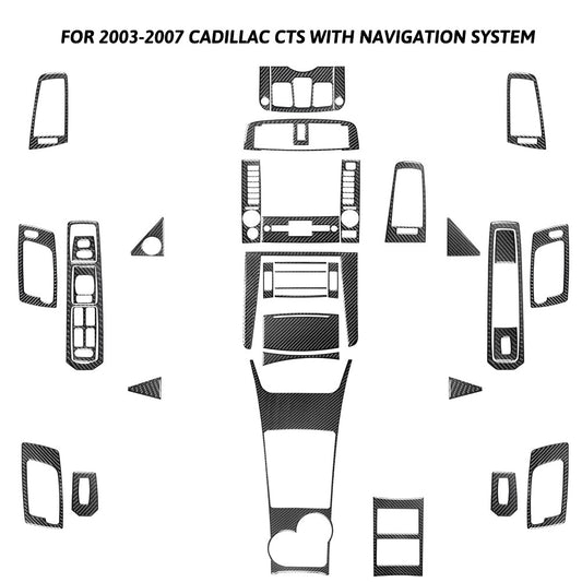 44Pcs Carbon Fiber Interior Full Set Cover Trim Kit for Cadillac CTS 2003-2007