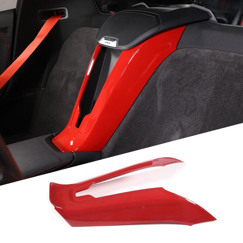 Red carbon fiber door small tweeter frame decorative sticker for Corvette C7 2014-2019- v