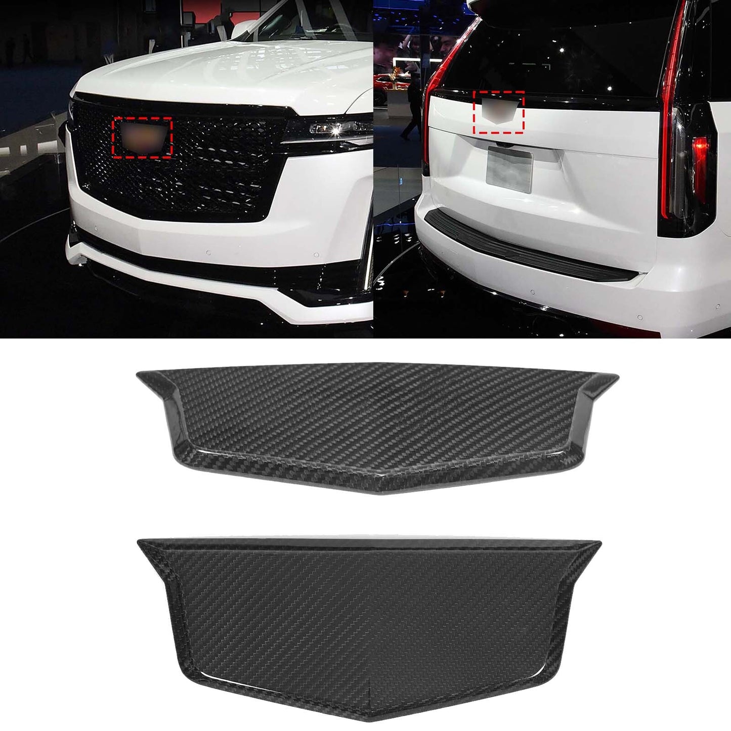 Carbon fiber front and rear logo badge covers for Cadillac for Escalade 2021-2024 n