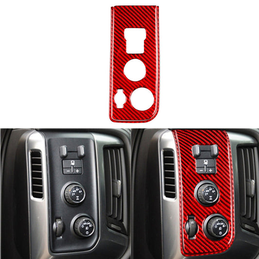 Red Carbon Fiber Dim Light Control Trim For Silverado for GMC for SIERRA 2014-2018 TypeA