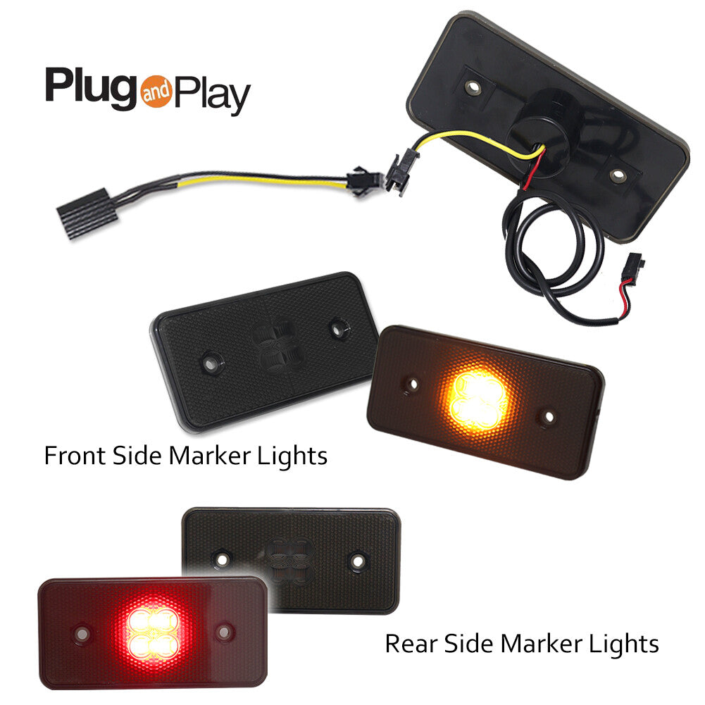 4-piece LED side marker lights with smoked lens front and rear for Mercedes G-Class W463- 02-14