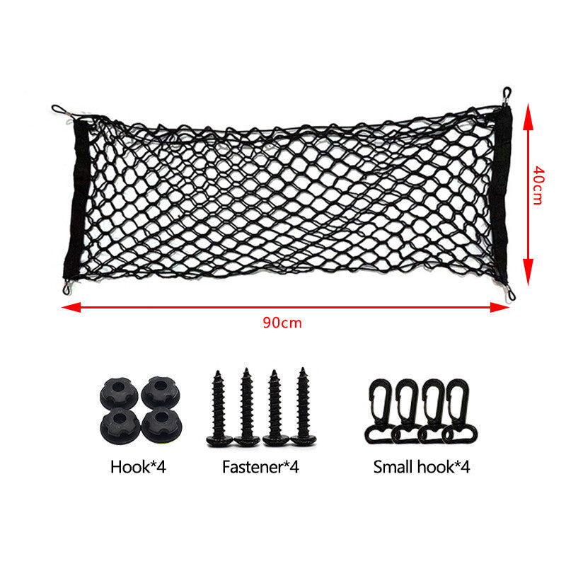 1Pcs 90*40CM Auto Rear Trunk Cargo Net Mesh Storage Organizer Pocket Small Cars Q