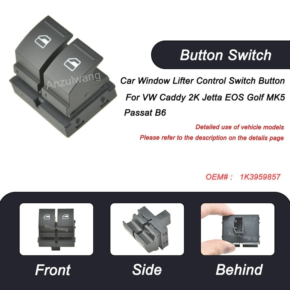 Car Window Switch Button for VW Caddy 2K for Jetta EOS for Golf MK5 Passa 1K3959857A