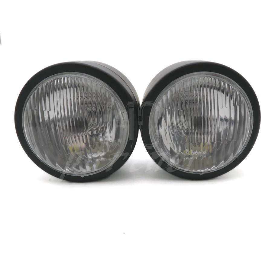 Black Twin Headlight Motorcycle Double Dual Lamp Street Fighter Naked Dominator Q