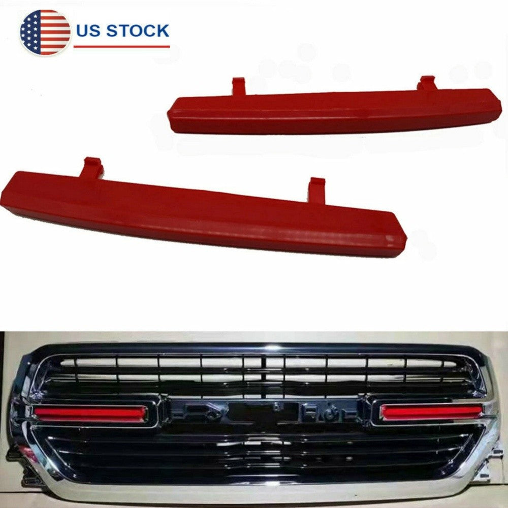 Pair Fit for Dodge for Ram 1500 19-21 Red Front Grille Insert Cover Trim Accessories