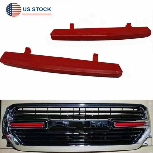 Pair Fit for Dodge for Ram 1500 19-21 Red Front Grille Insert Cover Trim Accessories