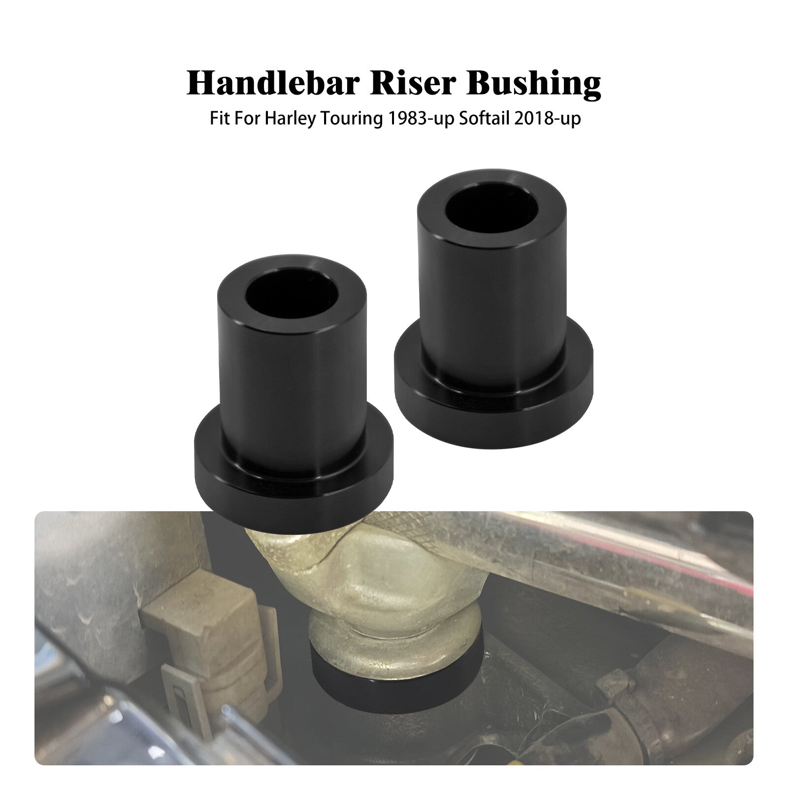 Black Handlebar Riser Bushings Kit Fits for Harley Softail 2018-Up Touring 83-Up Q