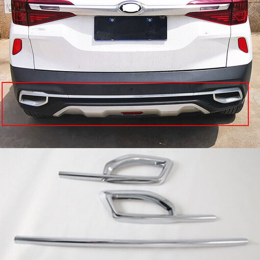for Kia Seltos 2020-23 Chrome ABS Rear Bumper Cover protector Trim Guard Set 3x