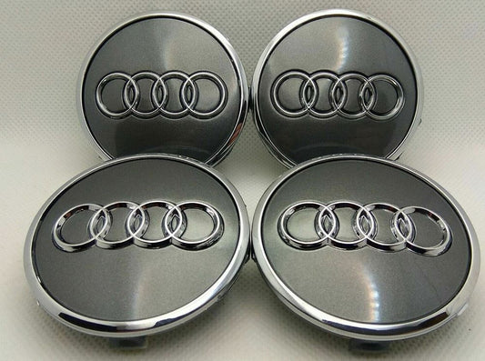 4 Piece Set 146mm for Audi Grey Wheel Center Cap Hubcap Rim Cap Badge 8N0601165A - v