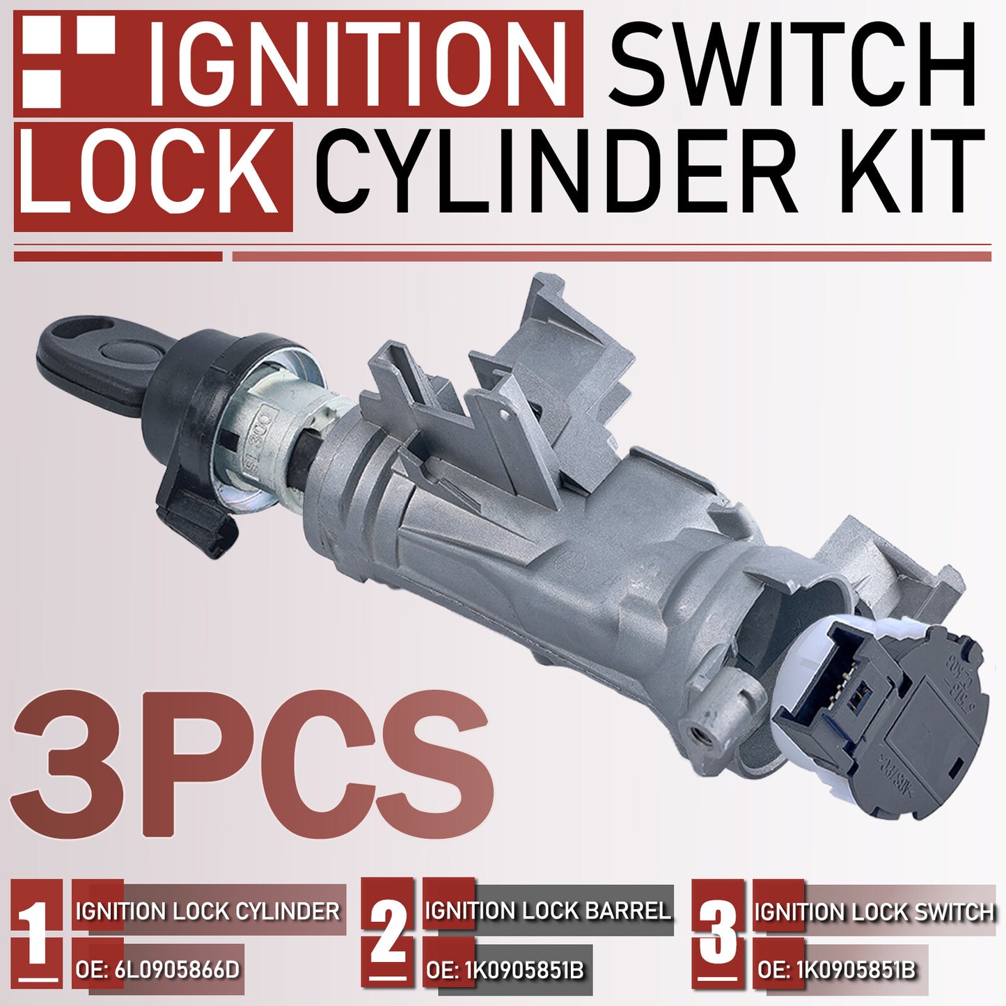1K0905851B for VW for Golf for Audi A3 Ignition Bareel Lock Cylinder Switch Set & Key Q