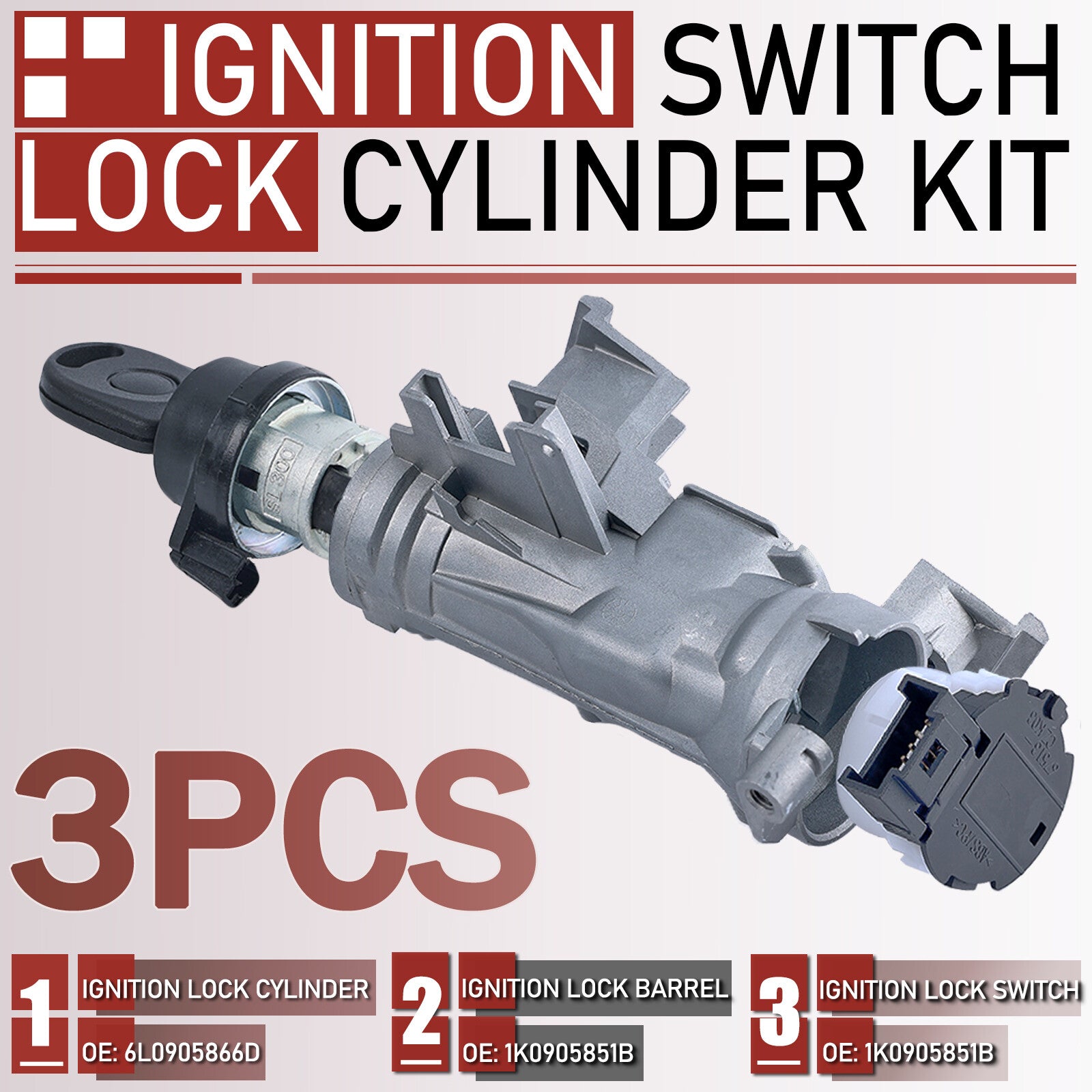 1K0905851B for VW for Golf for Audi A3 Ignition Bareel Lock Cylinder Switch Set & Key Q
