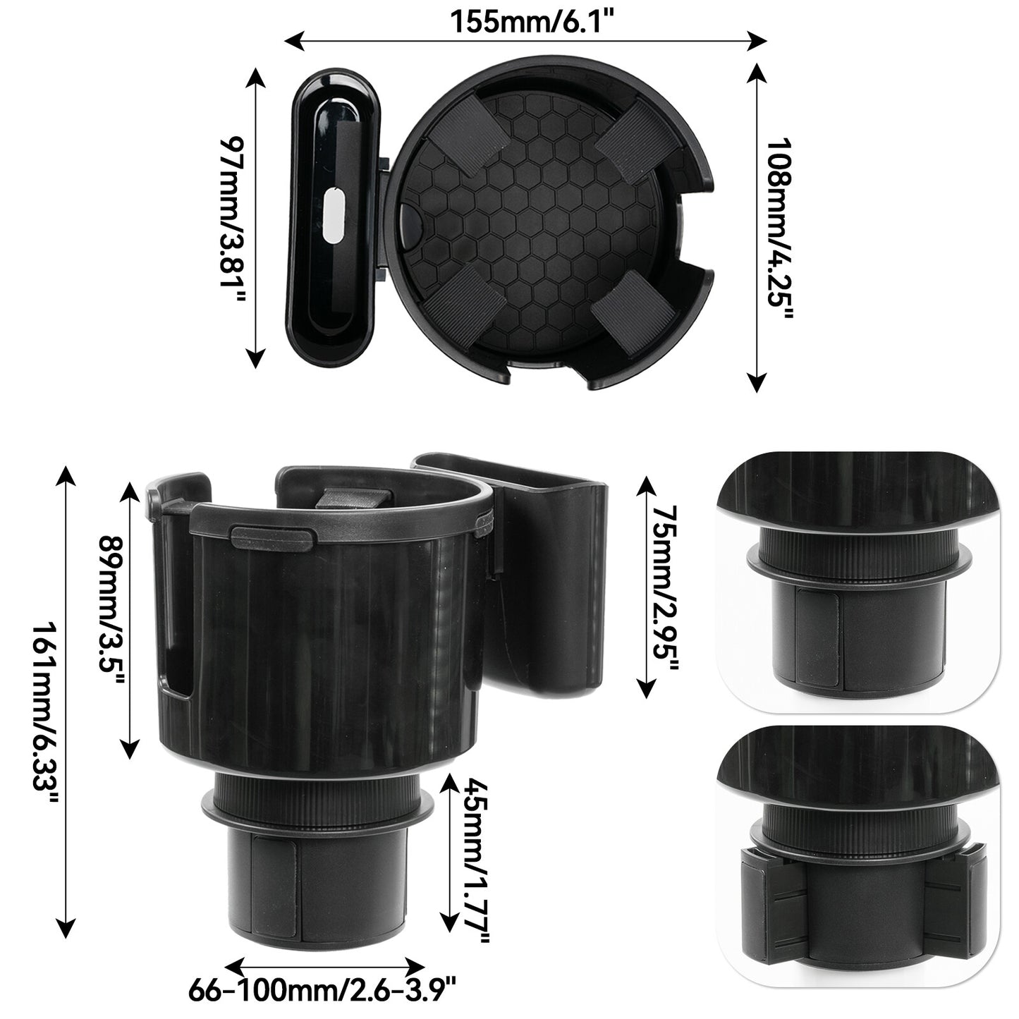Universal Car Cup Holder Adapter Expander for Large Bottles Mugs Multifunctional Q