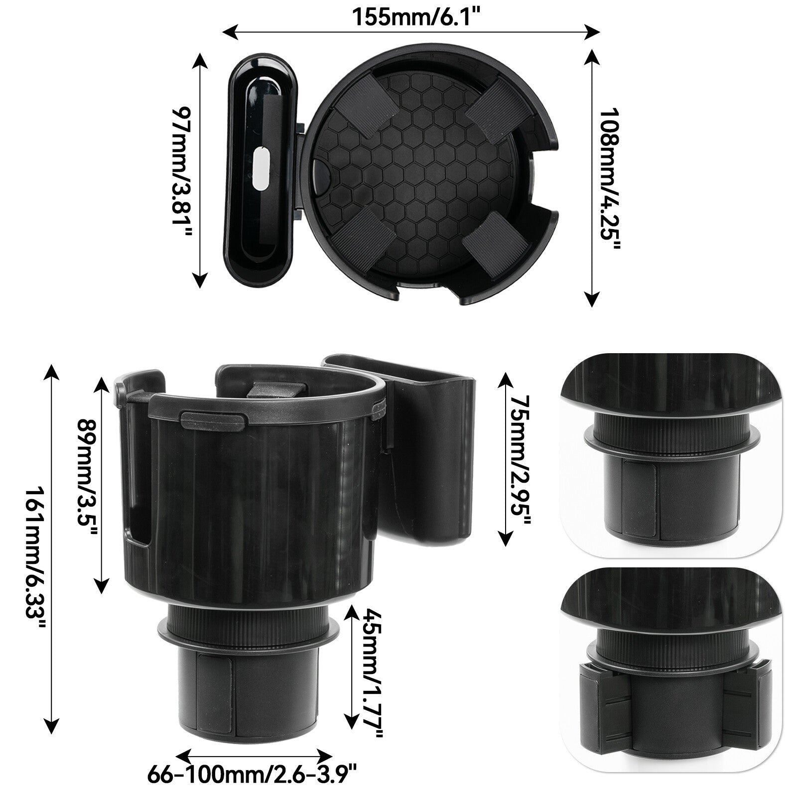 Universal Car Cup Holder Adapter Expander for Large Bottles Mugs Multifunctional Q