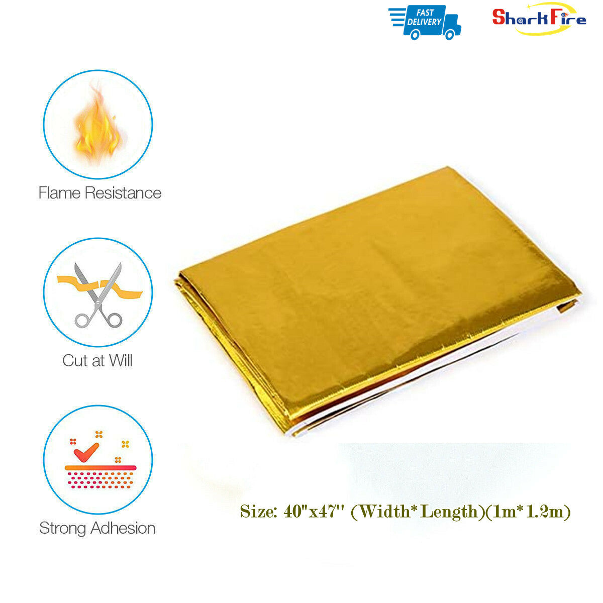 Heat Shield Barrier aluminum fiberglass tape adhesive layer 40 inches x 47 inches