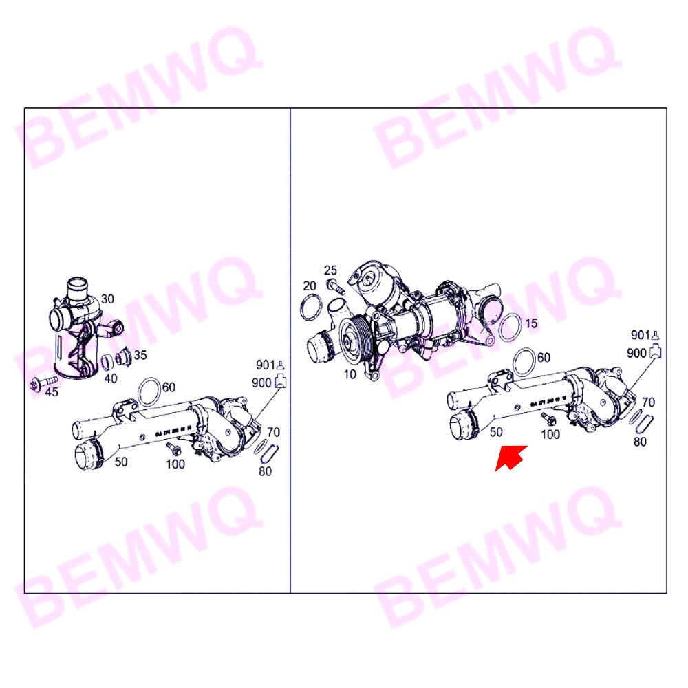 Thermostat assembly 2742000115 is suitable for Mercedes X253/218, C207, E300, GLC300, C200, C300- n