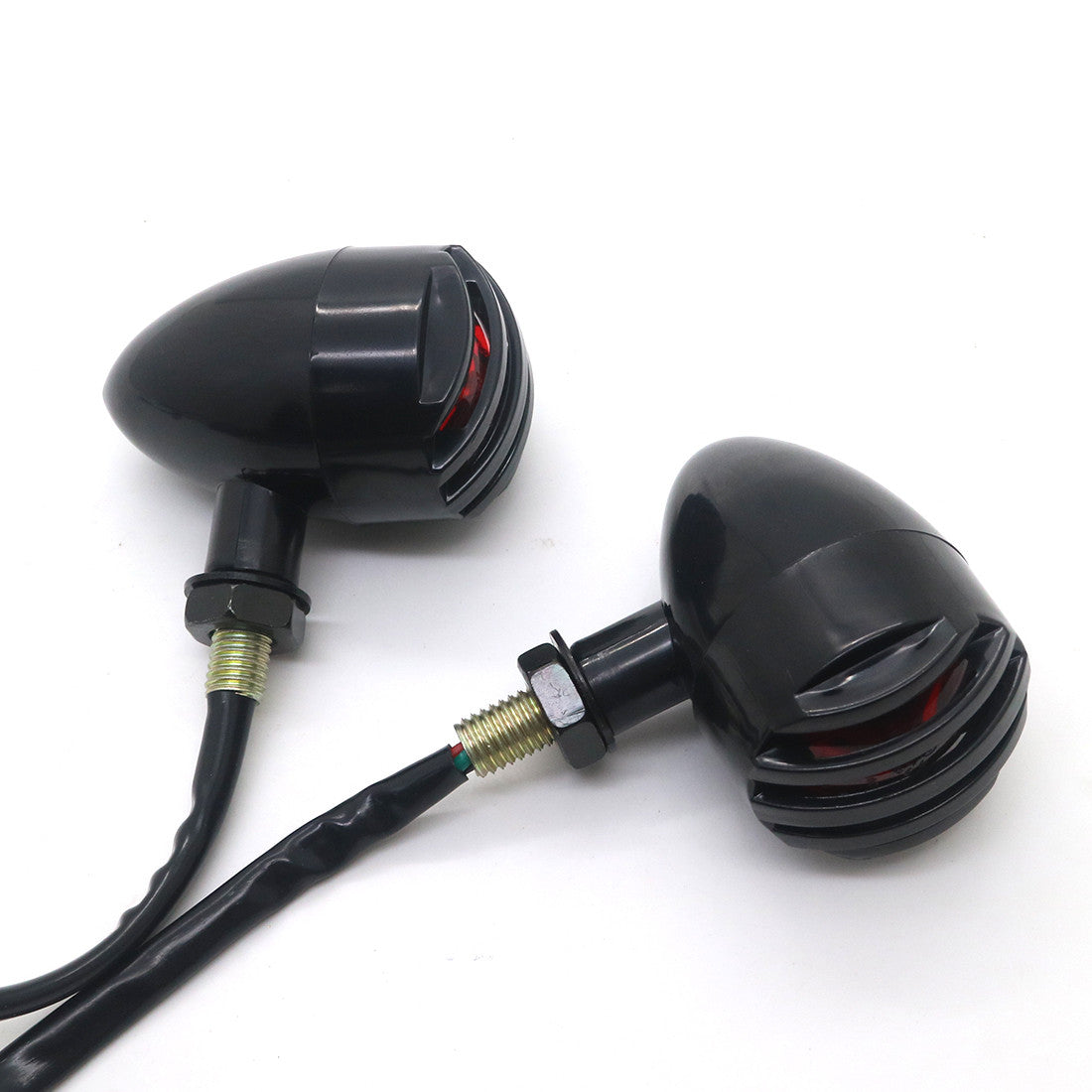 2X Motorcycle Bullet Black Grill Turn Signal Tail Brake light Red Len for Harley Q