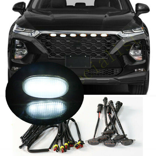 Smoke Style Front Grille DRL White Lens Light for Hyundai Santa Fe 19-22