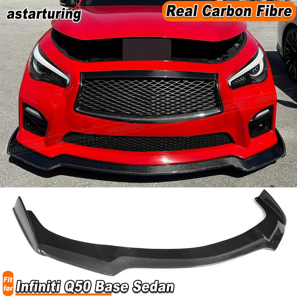 for Infiniti Q50 Base Sedan 2018-2020 REAL Carbon Fiber Front Bumper Lip Spoiler