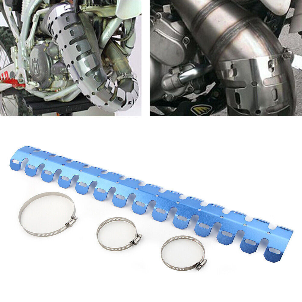 Motorcycle Exhaust Muffler Pipe Heat Shield Cover Heel Guard Dirt Bike Blue Q