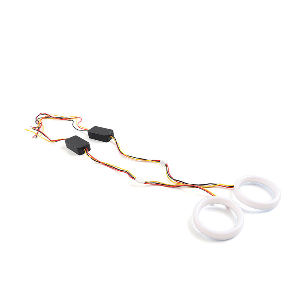 2x White Amber 90MM Switchback LED Angel Eyes Halo Rings Car Headlight Retrofit