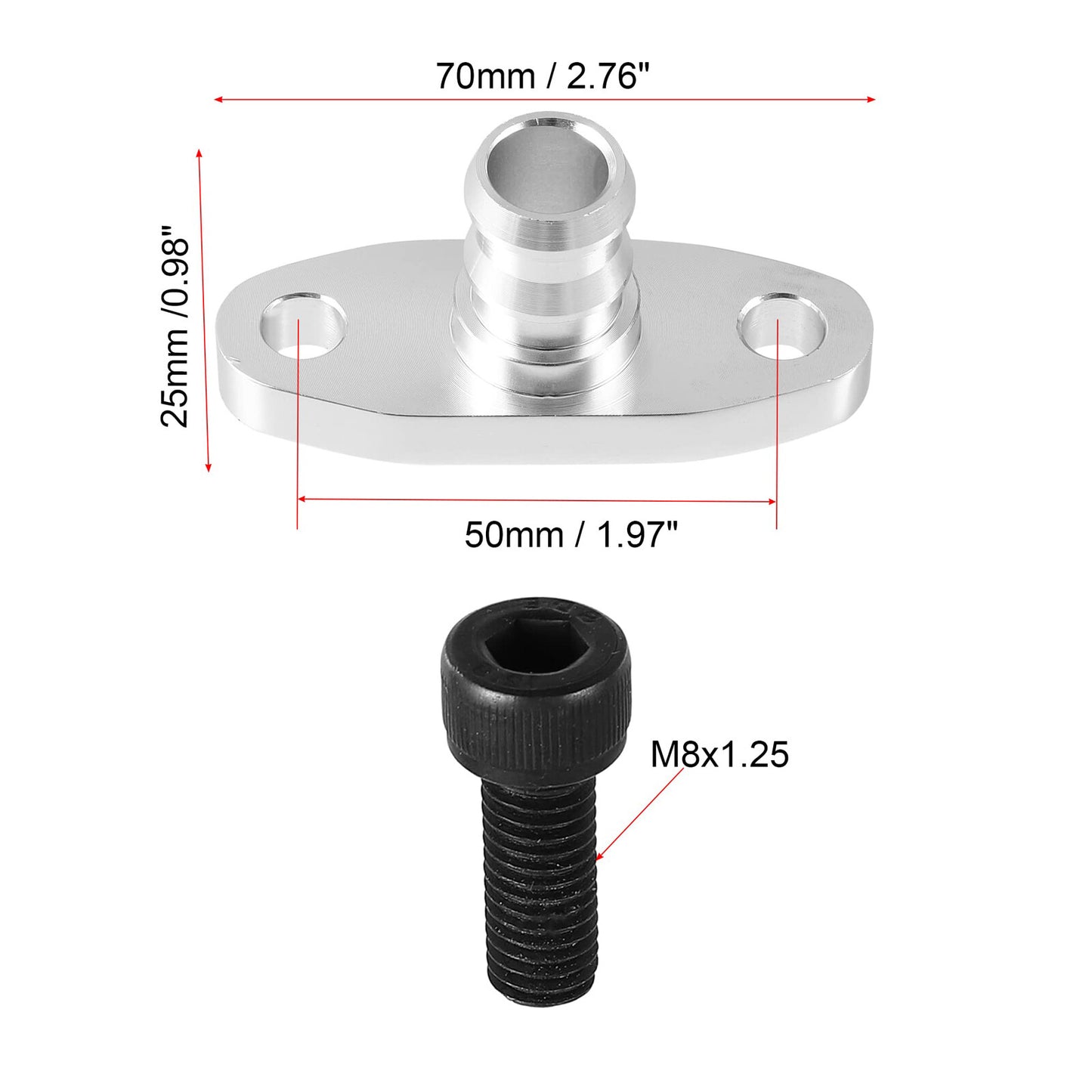 5/8 Turbo Oil Return Drain Barb Flange Adapter Kit T3 T3/T4 T35 T60 GT37 GT40