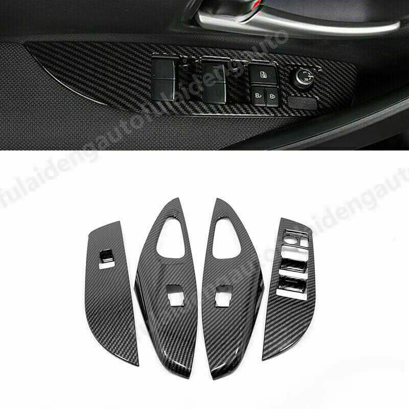 4X for Toyota for Corolla 2019-2023 Carbon Fiber Glass Window Lift Switch Cover Trim