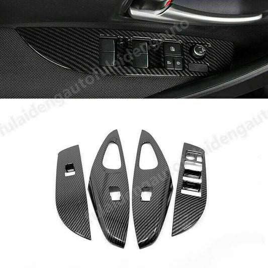 4X for Toyota for Corolla 2019-2023 Carbon Fiber Glass Window Lift Switch Cover Trim