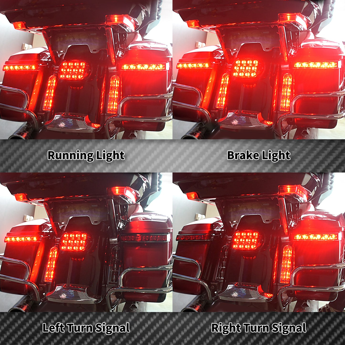 LED Saddle bag Run/Brake/Turn Lamp Light Chrome House Red Len for Harley 2014-23 Q
