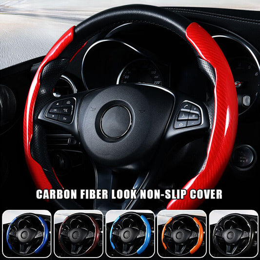 38 cm carbon fiber universal car steering wheel booster cover anti brief accessories Q