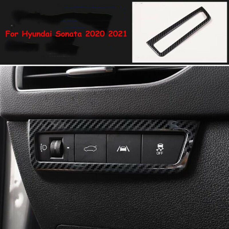 Carbon Fiber Headlight Adjustment Switch Cover Trim for Hyundai Sonata 2020 2021