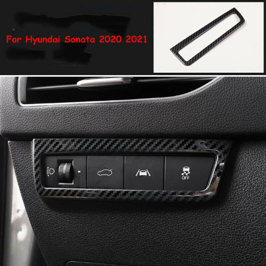 Carbon Fiber Headlight Adjustment Switch Cover Trim for Hyundai Sonata 2020 2021