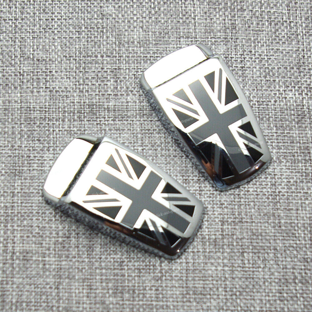 2pcs Gray Windshield Washer Wiper Spray Nozzle Cover Union Jack Fits for Mini Cooper
