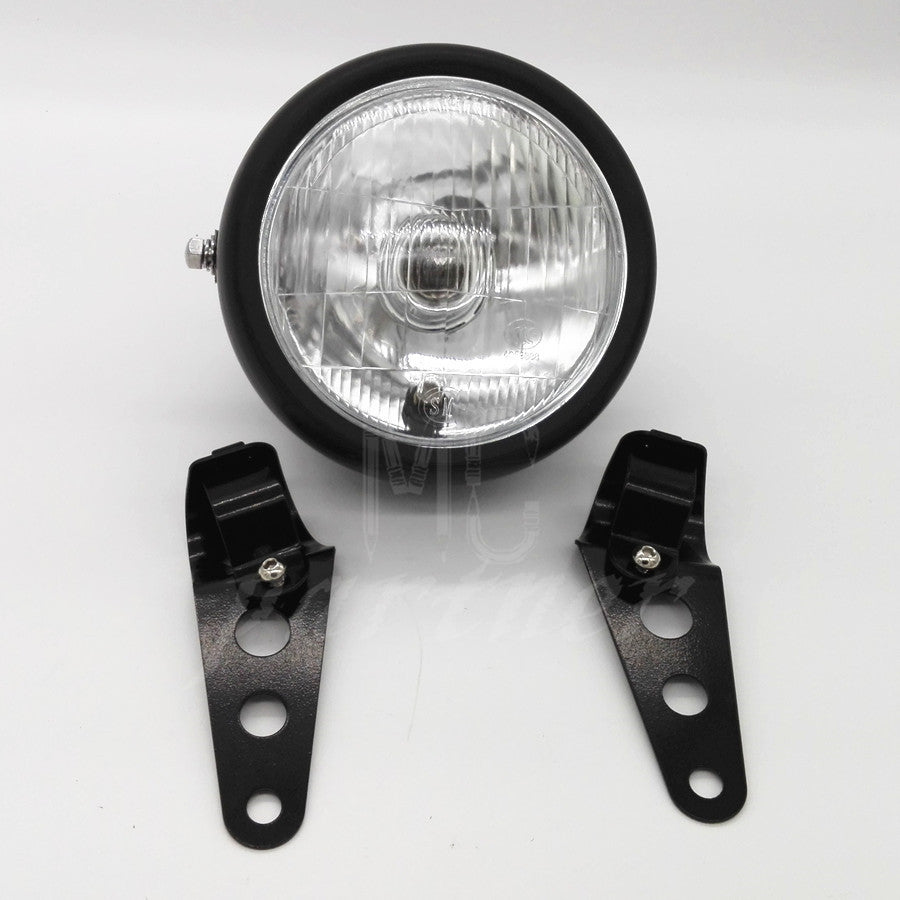 Motorcycle Black Metal Retro Headlight WIth 28-43mm Fork Tubes Headlight bracket Q