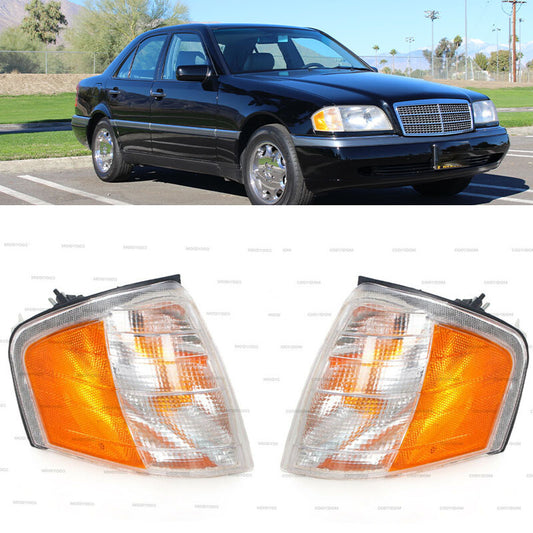 Pair for Mercedes-Benz C Class C220 1994-2000 Front Corner Lamp Turn Signal Lamp