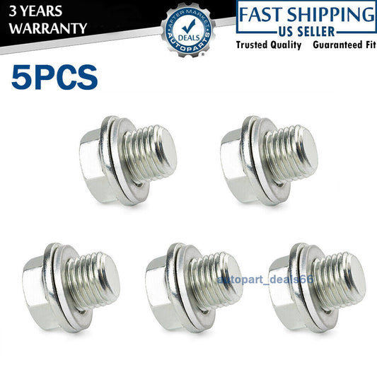for Honda for ACURA ENGINE OIL PAN DRAIN PLUG WITH WASHER 90009-R70-A00 Set of 5 Q