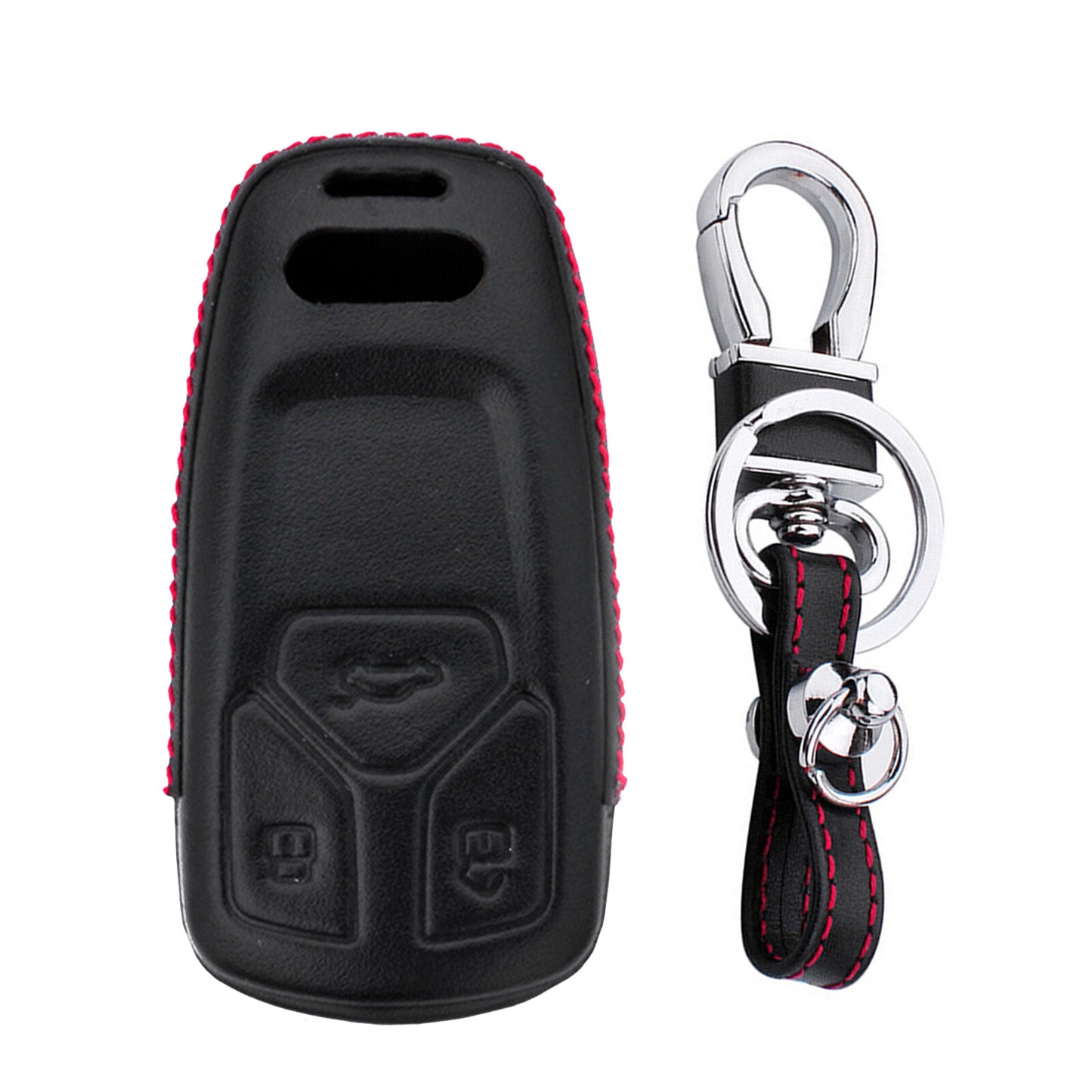 Leather Car Key Fob Case Cover Holder w/ Keychain for Audi A4 A5 S5 SQ5 Q5 Q7 TT