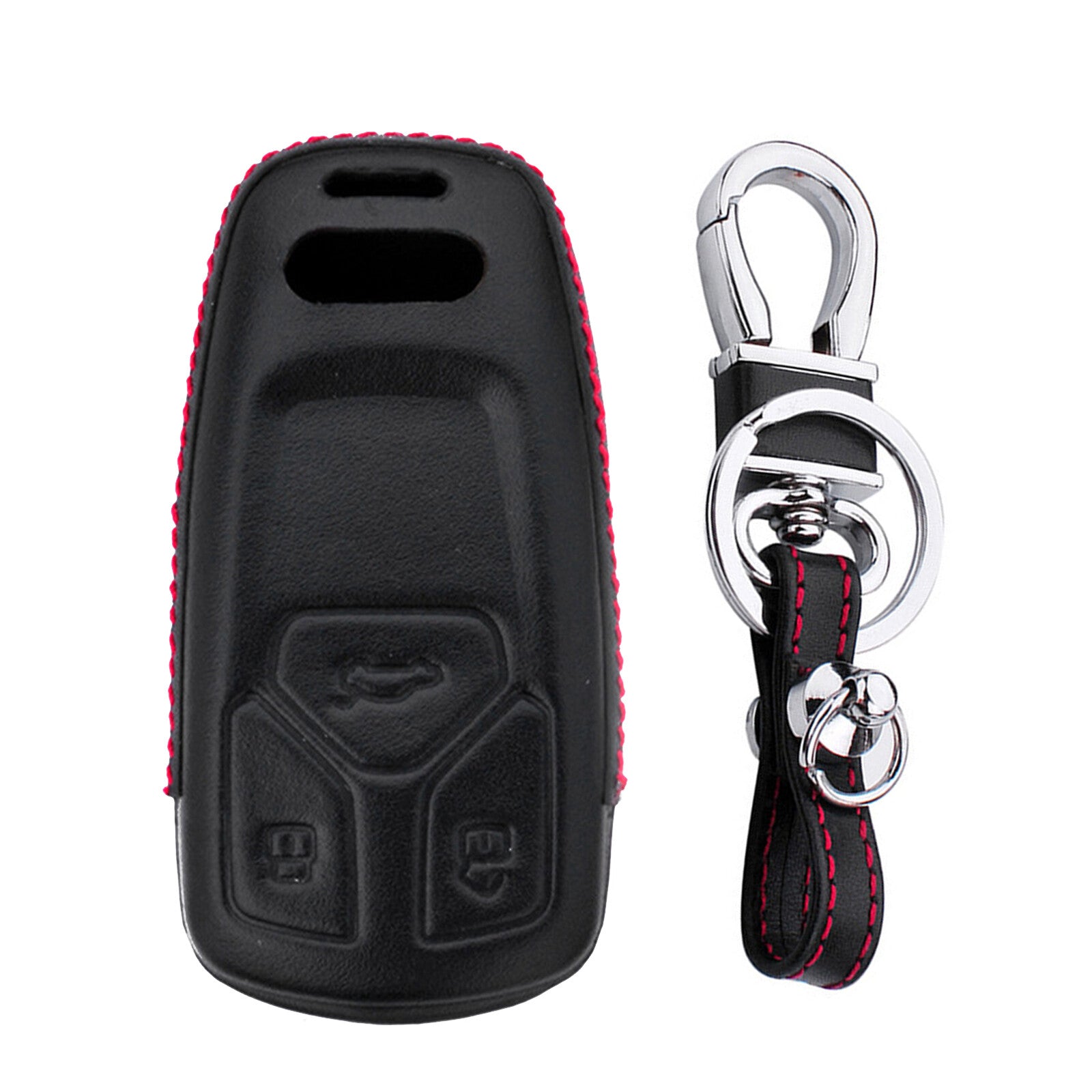Leather Car Key Fob Case Cover Holder w/ Keychain for Audi A4 A5 S5 SQ5 Q5 Q7 TT