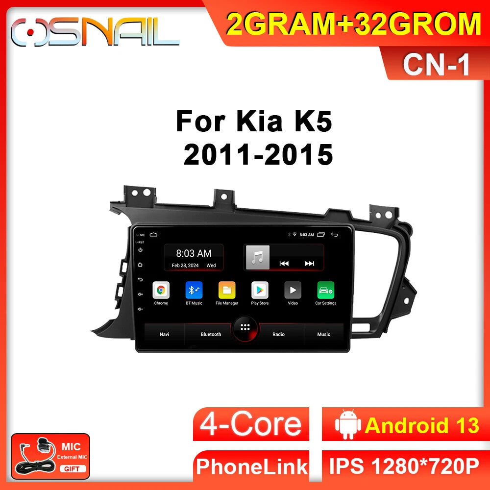 for Kia for K5 Optima 2011-2015 Android Auto CarPlay Car Radio GPS Multimedia Player