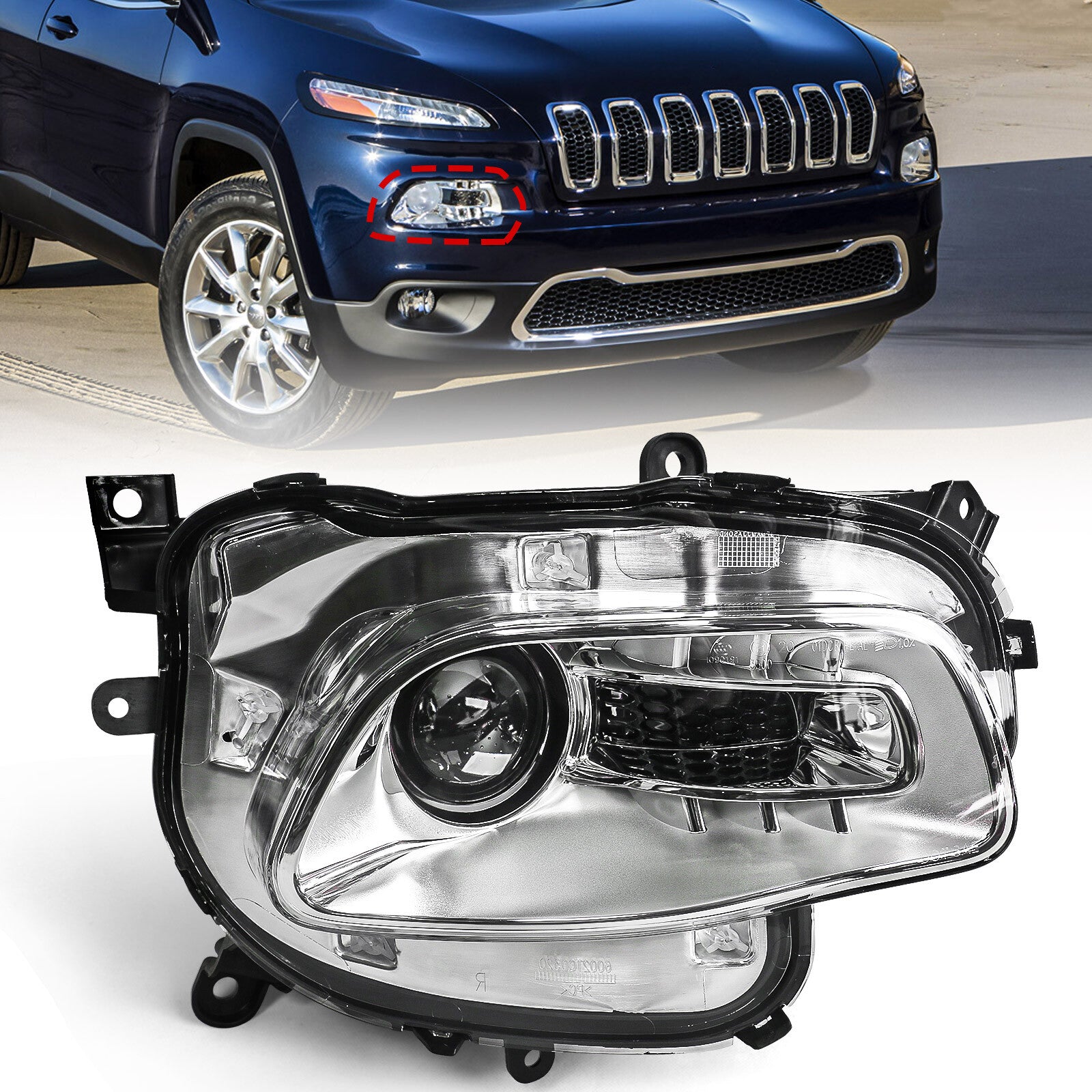 For 2014-2018 for Jeep Cherokee HID/Xenon Projector Headlight Lamp Passenger Right v
