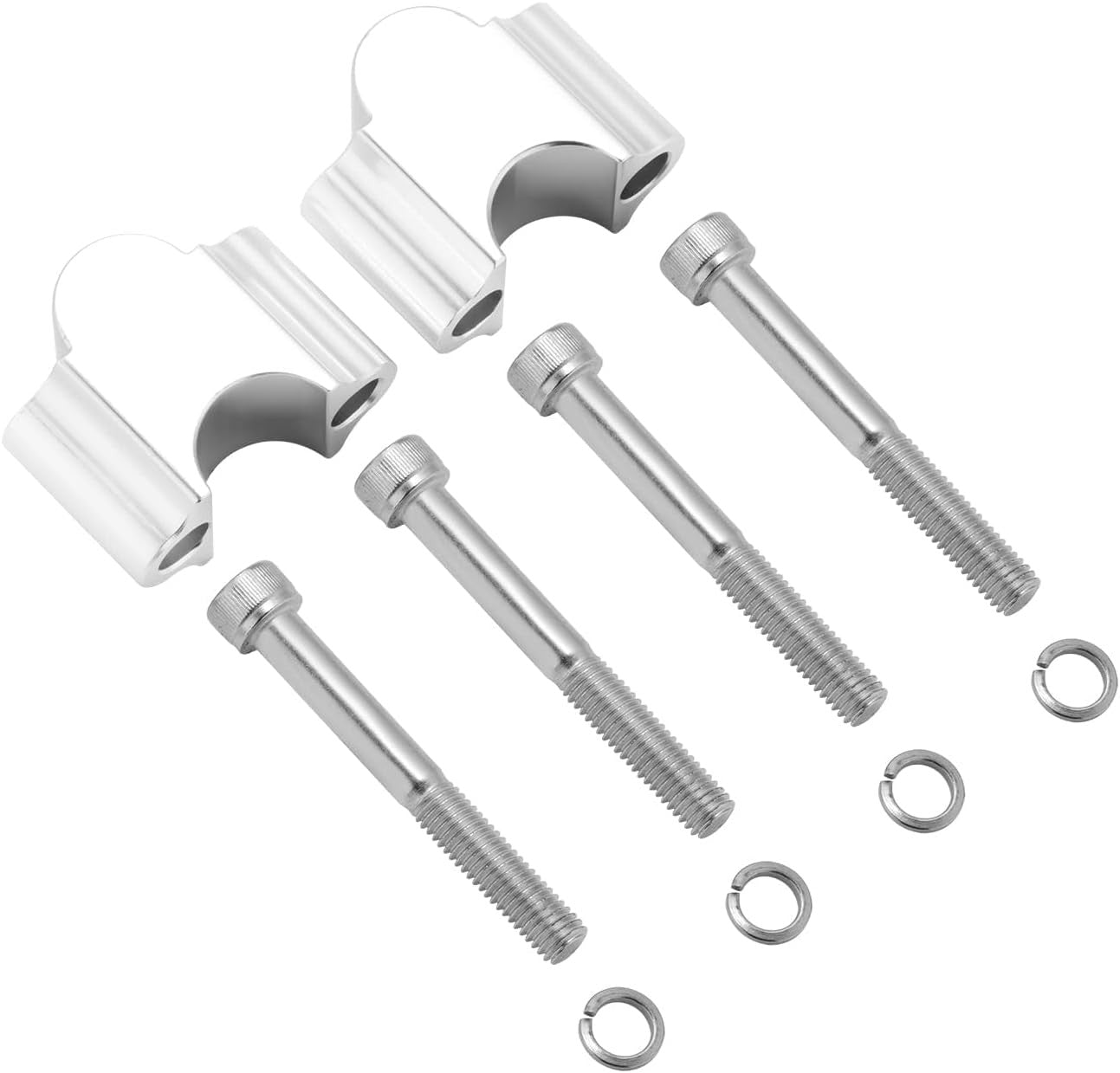 A pair of 7/8 inch handlebar mounting clamps, 22 mm, suitable for Harley-Davidson and for Honda GM. n