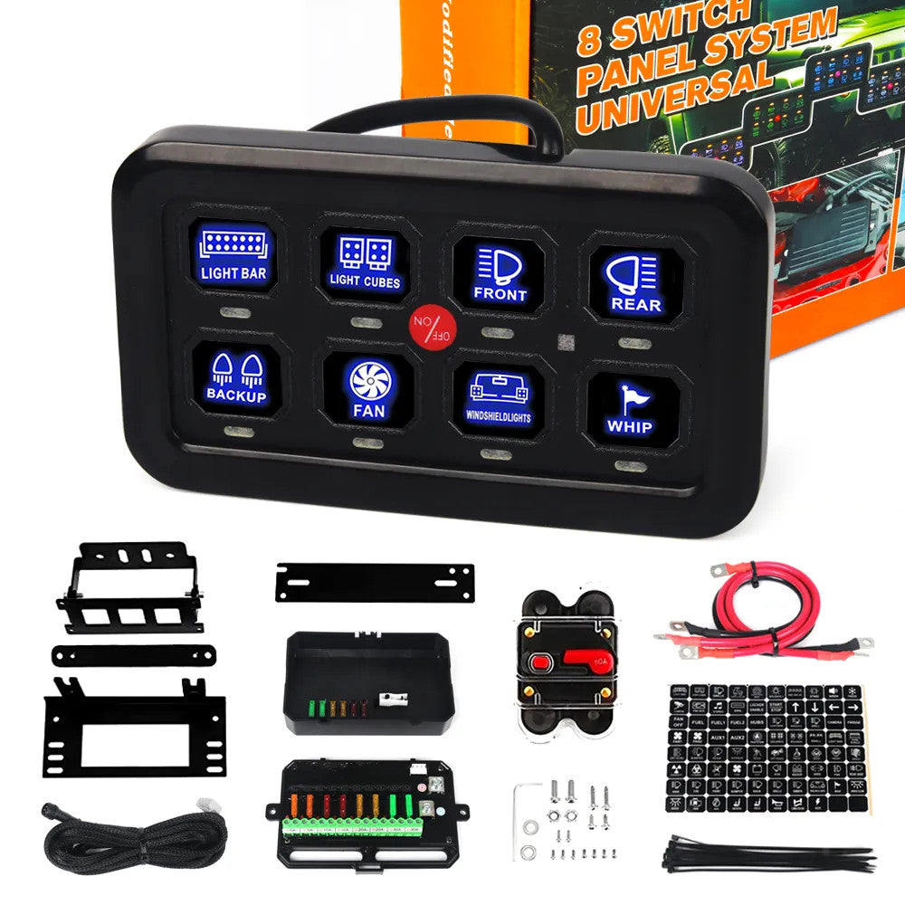 8Gang Switch Panel Circuit Control Relay System ON-OFF LED Switch Pod Switch Box